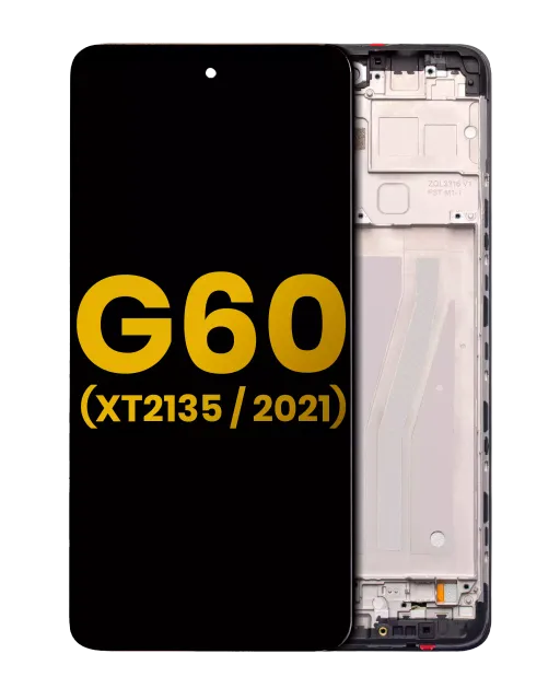 LCD displej s rámečkem pro Motorola Moto G60 (XT2135 / 2021) (repasovaný) (černá)