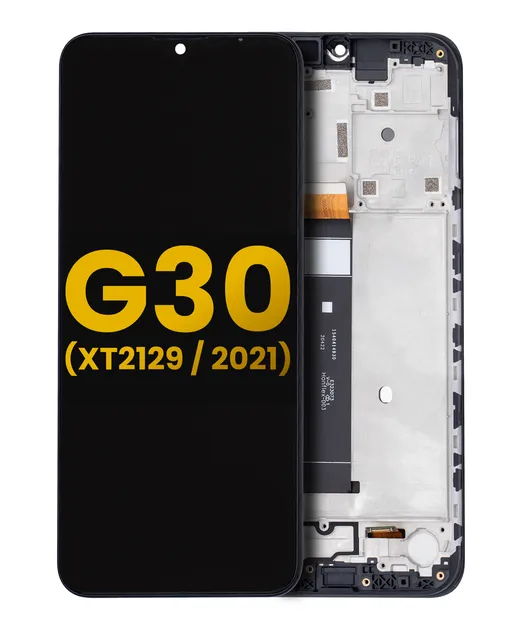 LCD displej s rámečkem pro Motorola Moto G30 (XT2129 / 2021) (repasovaný) (černá)