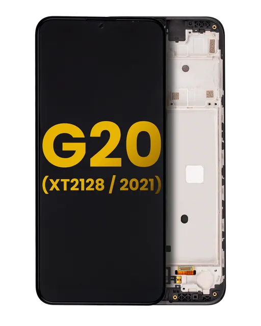 LCD displej s rámečkem pro Motorola Moto G20 (XT2128 / 2021) (repasovaný) (černá)