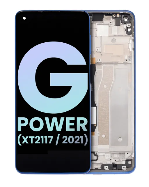 LCD displej s rámečkem pro Motorola Moto G Power (XT2117 / 2021) (originál OEM) (modrá)