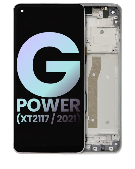 LCD displej s rámečkem pro Motorola Moto G Power (XT2117 / 2021) (originál OEM) (Polar Silver)