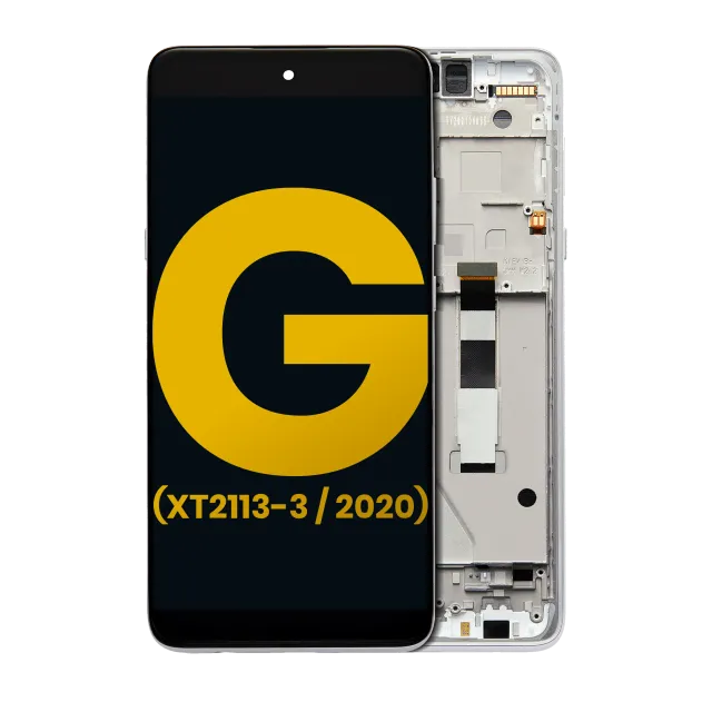 LCD displej s rámečkem pro Motorola Moto G 5G (XT2113-3 / 2020) (repasovaný) (Frosted Silver)