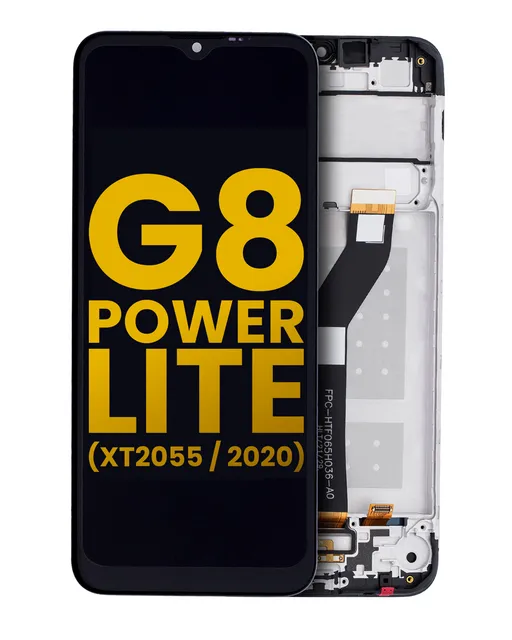 LCD displej s rámečkem pro Motorola Moto G8 Power Lite (XT2055 / 2020) (repasovaný) (černá)