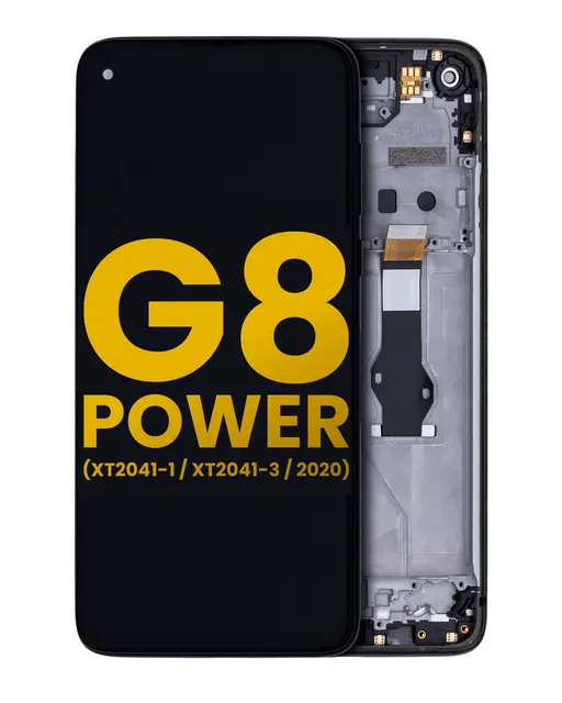 LCD displej s rámečkem pro Motorola Moto G8 Power (XT2041-1 / XT2041-3 / 2020) (repasovaný) (Smoke Black)
