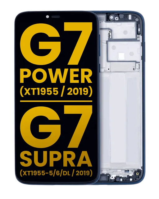 LCD displej s rámečkem pro Motorola Moto G7 Power (XT1955 / 2019) / G7 Supra (157 mm) (XT1955-5/6/DL / 2019) (US verze) (repasovaný) (Marine Blue)