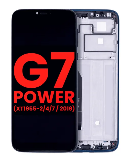 LCD displej s rámečkem pro Motorola Moto G7 Power (154 mm) (XT1955-2/4/7 / 2019) (mezinárodní verze) (Aftermarket Plus) (Marine Blue)