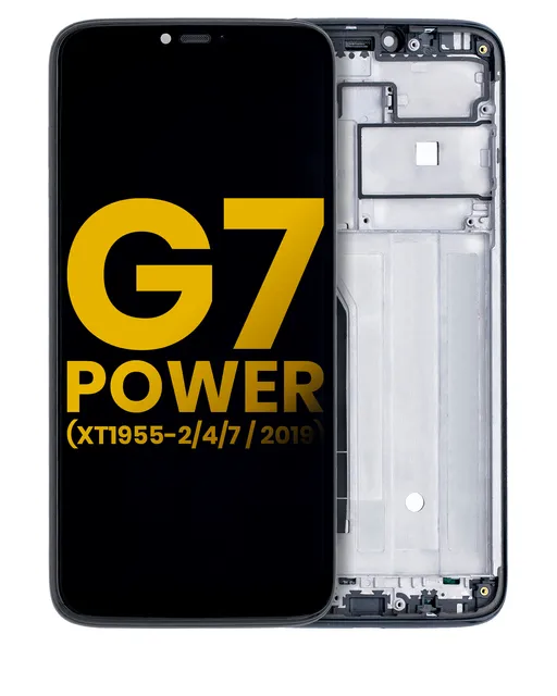 LCD displej s rámečkem pro Motorola Moto G7 Power (154 mm) (XT1955-1/2/4/7 / 2019) (mezinárodní verze) (repasovaný) (Ceramic Black)