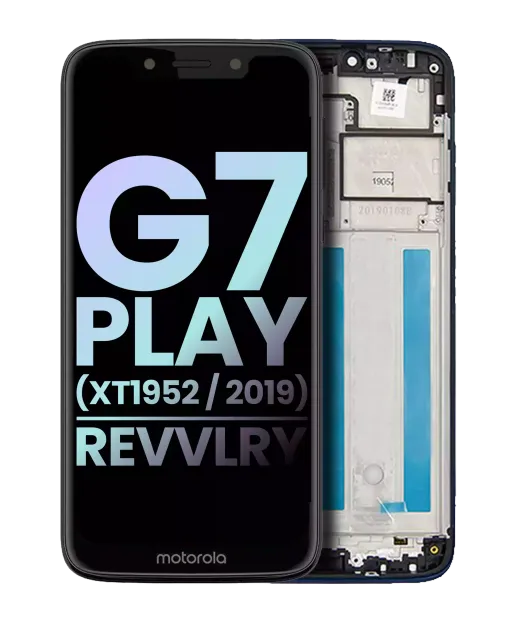 LCD displej s rámečkem pro Motorola Moto G7 Play (XT1952 / 2019) / T-Mobile Revvlry (originál OEM) (Starry Black)