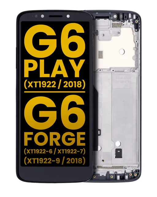 LCD displej s rámečkem pro Motorola Moto G6 Play (XT1922 / 2018) / G6 Forge (XT1922-6 / XT1922-7 / XT1922-9 / 2018) (US verze) (repasovaný) (černá)