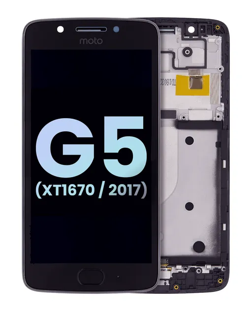 LCD displej s rámečkem pro Motorola Moto G5 (XT1670 / 2017) (originál OEM) (černá)