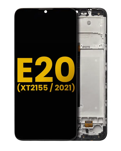 LCD displej s rámečkem pro Motorola Moto E20 (XT2155 / 2021) (repasovaný) (černá)