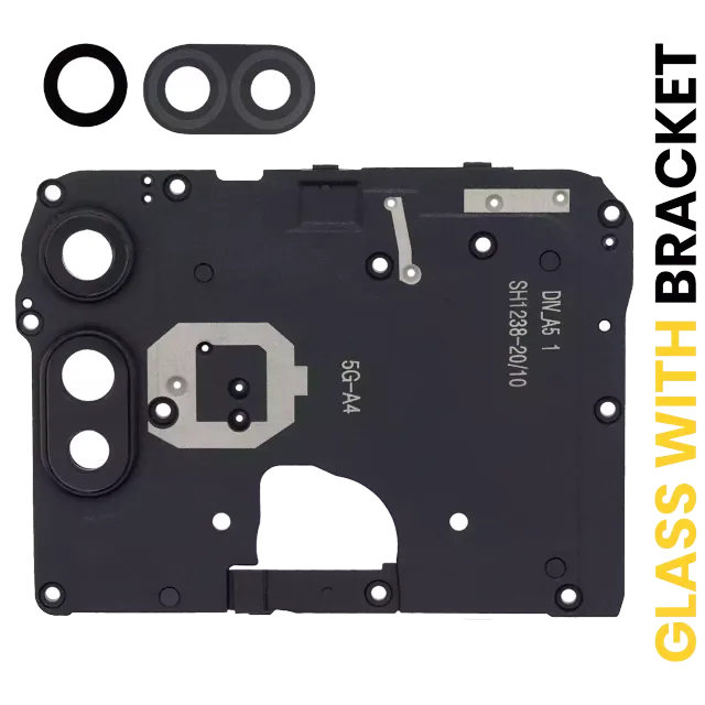Sklíčko zadní kamery s držákem pro Motorola Moto E (XT2052 / 2020) (černá)
