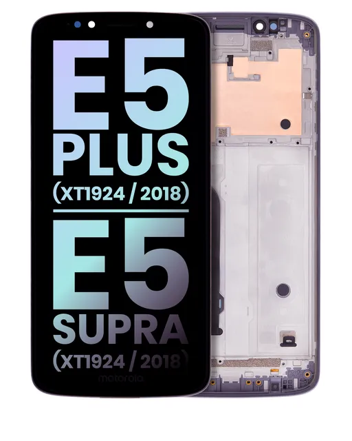 LCD displej s rámečkem pro Motorola Moto E5 Plus (XT1924 / 2018) / E5 Supra (159 mm) (XT1924 / 2018) (US verze) (originál OEM) (šedá)
