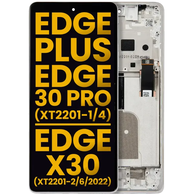 OLED displej s rámečkem pro Motorola Moto Edge Plus / Edge 30 Pro (XT2201-1/4) / Edge X30 5G (XT2201-2/6 /2022) (repasovaný) (Stardust White)