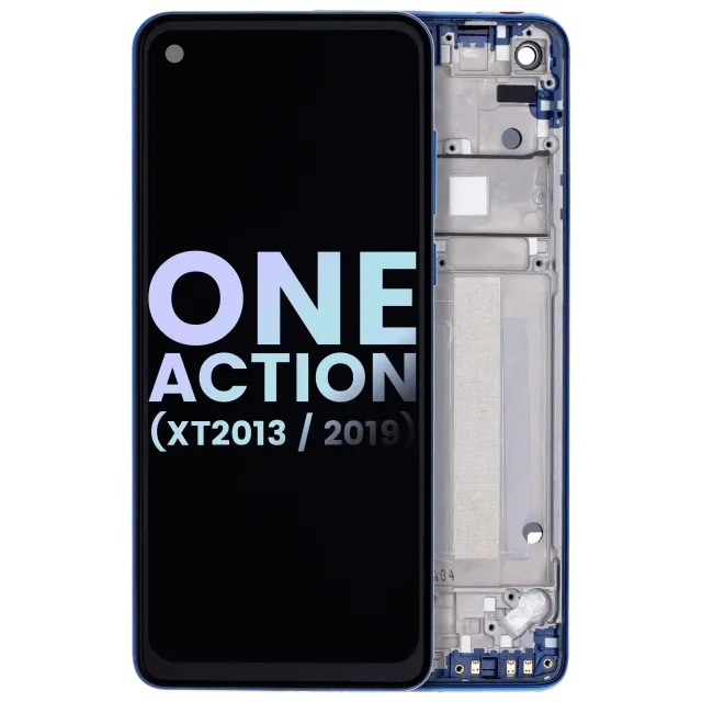 LCD displej s rámečkem pro Motorola One Action (XT2013-1 / XT2013-2 / XT2013-4 / 2019) (originál OEM) (Denim Blue)