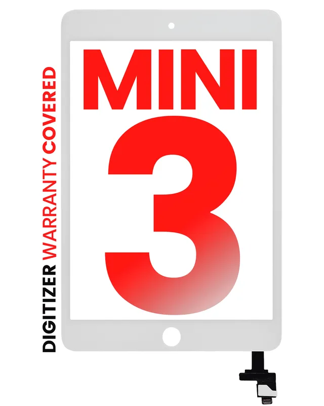 Dotyková vrstva (digitizér) s čipem pro iPad mini 3 (bez tlačítka Home) (Aftermarket Pro: XO7) (bílá)