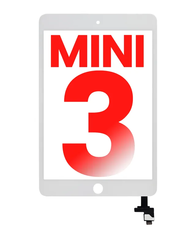 Dotyková vrstva (digitizér) s čipem pro iPad mini 3 (bez tlačítka Home) (Aftermarket Plus) (bílá)