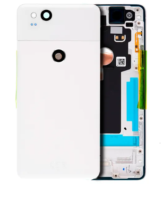 Zadní kryt (housing) s drobnými součástkami (předinstalováno) pro Google Pixel 2 (originál z vyřazeného zařízení, stav A) (bílá)