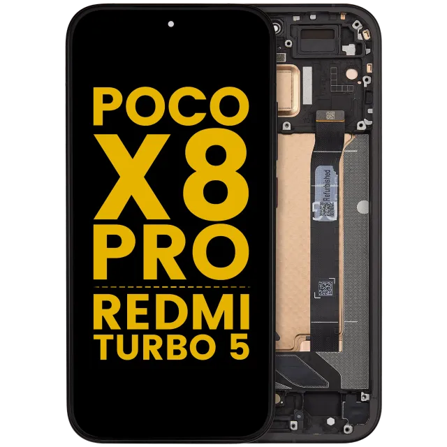 OLED displej s rámečkem pro Xiaomi Poco X8 Pro / Redmi Turbo 5 (repasovaný) (Asphalt Black)