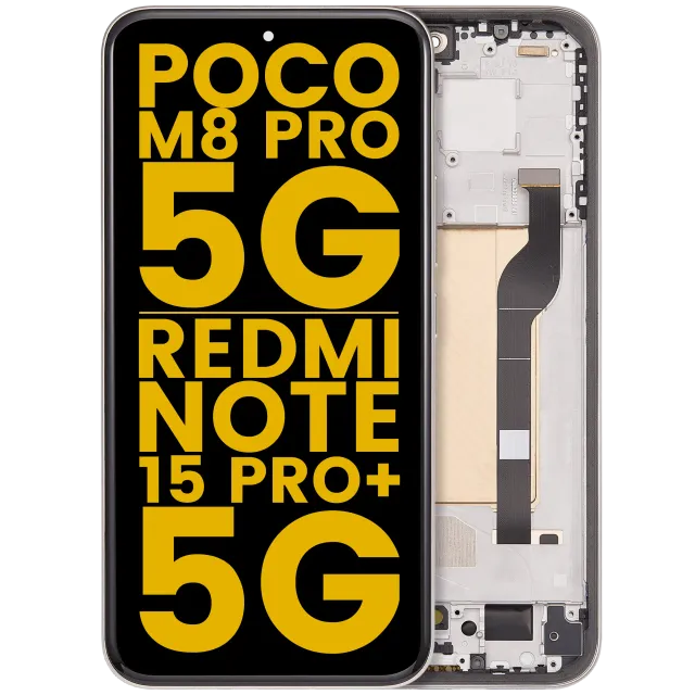 OLED displej s rámečkem pro Xiaomi Poco M8 Pro 5G / Redmi Note 15 Pro+ 5G (repasovaný) (Mocha Brown)