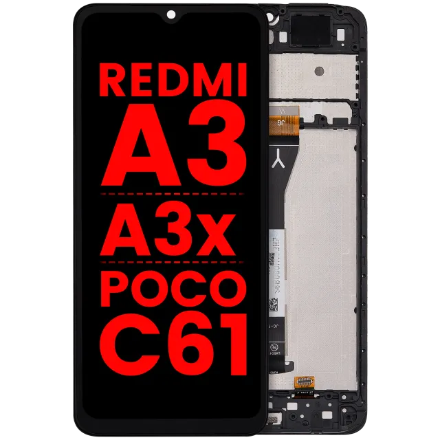 LCD displej s rámečkem pro Xiaomi Redmi A3 / A3x / Poco C61 (Aftermarket Plus) (všechny barvy)