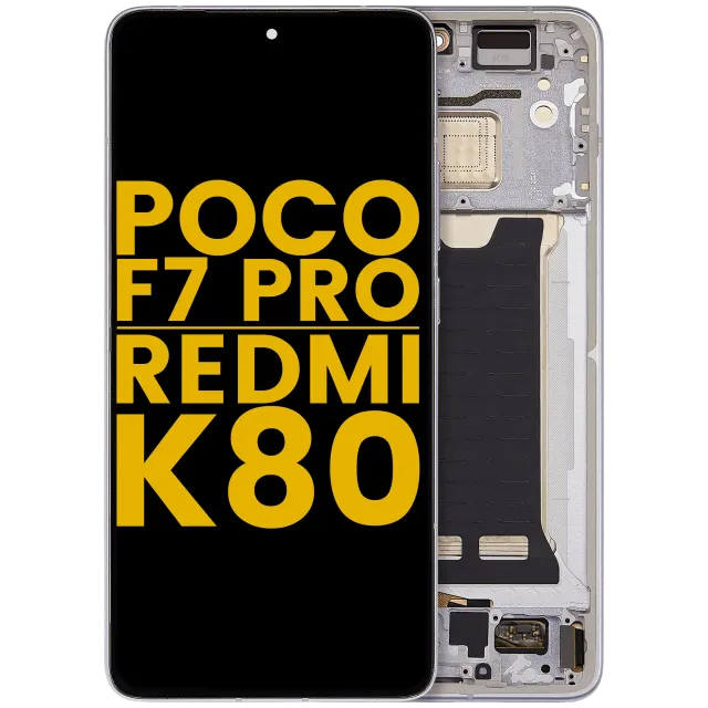 OLED displej s rámečkem pro Xiaomi Poco F7 Pro / Redmi K80 (repasovaný) (stříbrná)