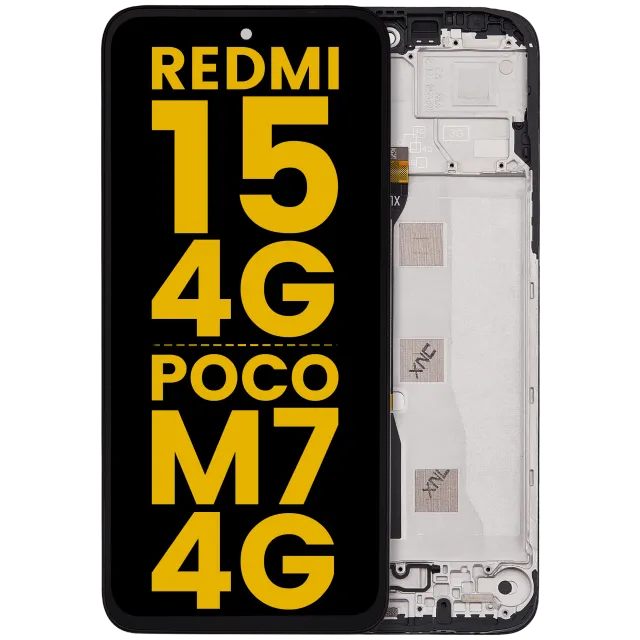 LCD displej s rámečkem pro Xiaomi Redmi 15 4G / Poco M7 4G (repasovaný) (všechny barvy)