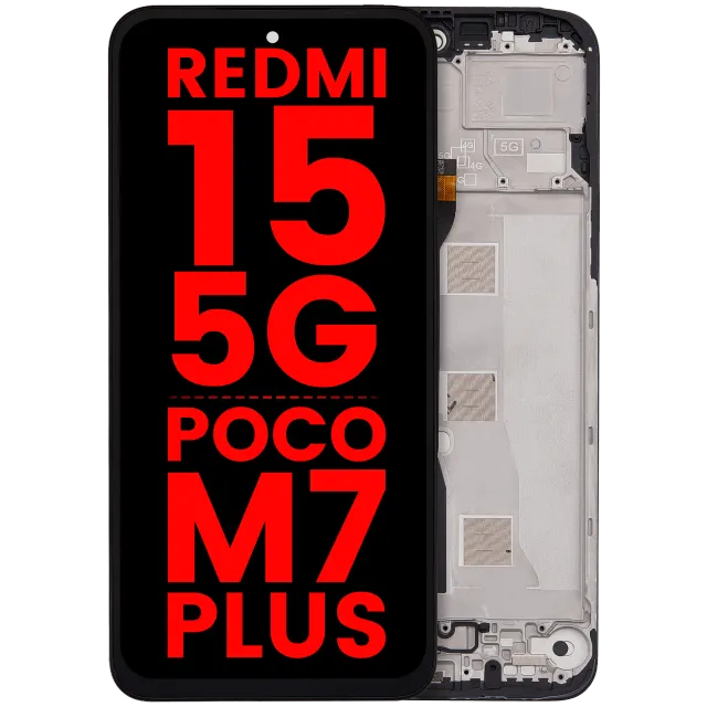 LCD displej s rámečkem pro Xiaomi Redmi 15 5G / Poco M7 Plus (Aftermarket Plus) (všechny barvy)