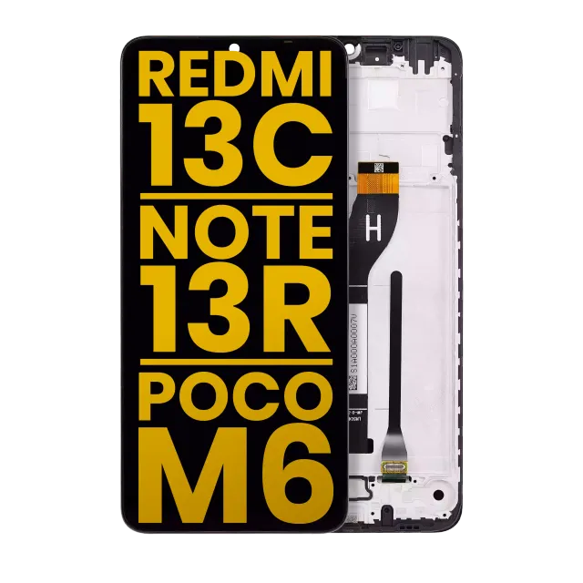 LCD displej s rámečkem pro Xiaomi Redmi 13C 5G / 13R / Poco M6 5G (repasovaný) (všechny barvy)