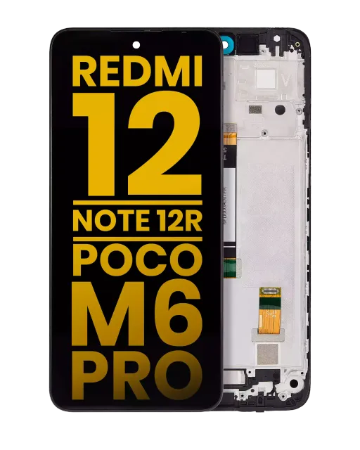 LCD displej s rámečkem pro Xiaomi Redmi 12 4G / Redmi 12 5G /Redmi Note 12R / Poco M6 Pro (repasovaný) (všechny barvy)
