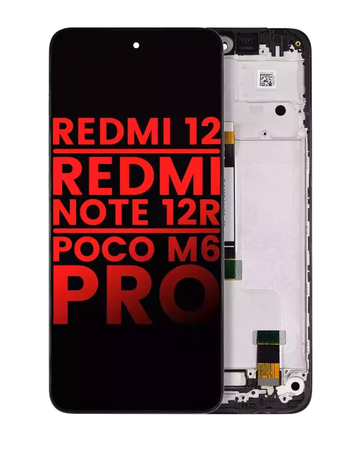 LCD displej s rámečkem pro Xiaomi Redmi 12 4G / Redmi 12 5G / Redmi Note 12R / Poco M6 Pro (Aftermarket Plus) (všechny barvy)