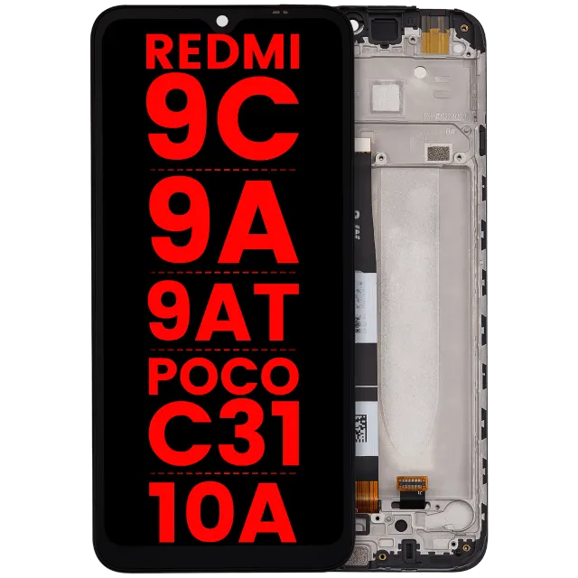 LCD displej s rámečkem pro Xiaomi Redmi 9C / 9A / 9AT / POCO C31 / 10A (Aftermarket Plus) (všechny barvy)