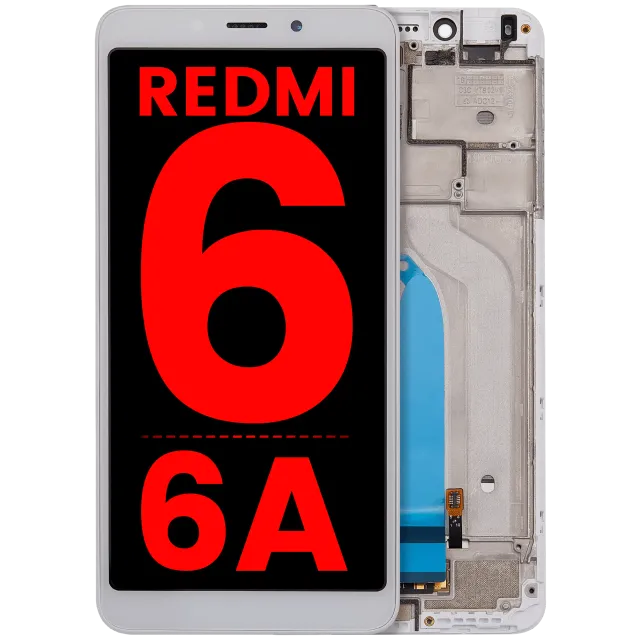 LCD displej s rámečkem pro Xiaomi Redmi 6 / 6A (Aftermarket Plus) (bílá)