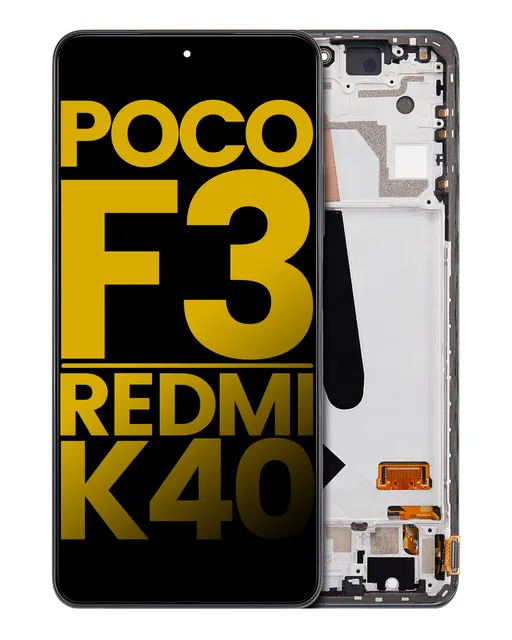 OLED displej s rámečkem pro Xiaomi Poco F3 / Redmi K40 / Redmi K40 Pro (repasovaný) (Night Black)