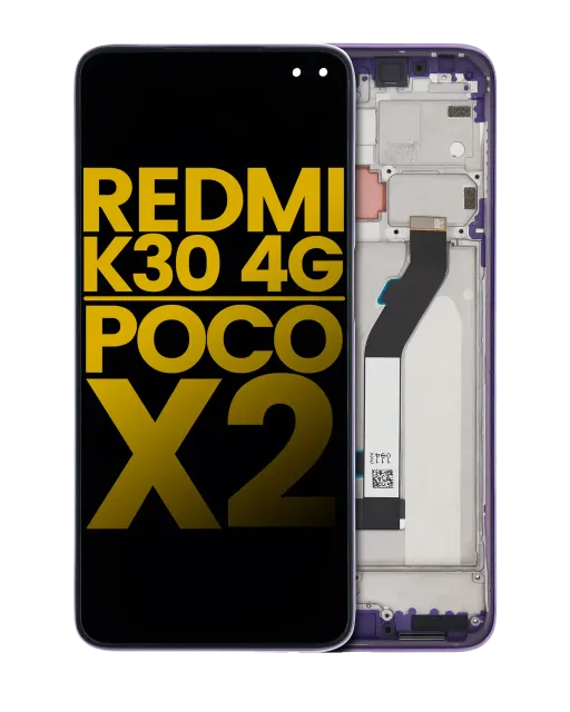 LCD displej s rámečkem pro Xiaomi Redmi K30 4G / Poco X2 (repasovaný) (fialová)