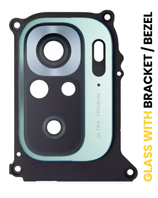 Sklíčko zadní kamery s držák / bezel pro Xiaomi Redmi Note 10S (zelená)