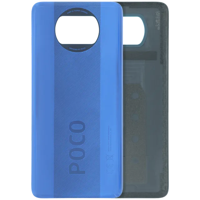 Zadní sklo bez sklíčka kamery pro Xiaomi Poco X3 (Genuine) (modrá)