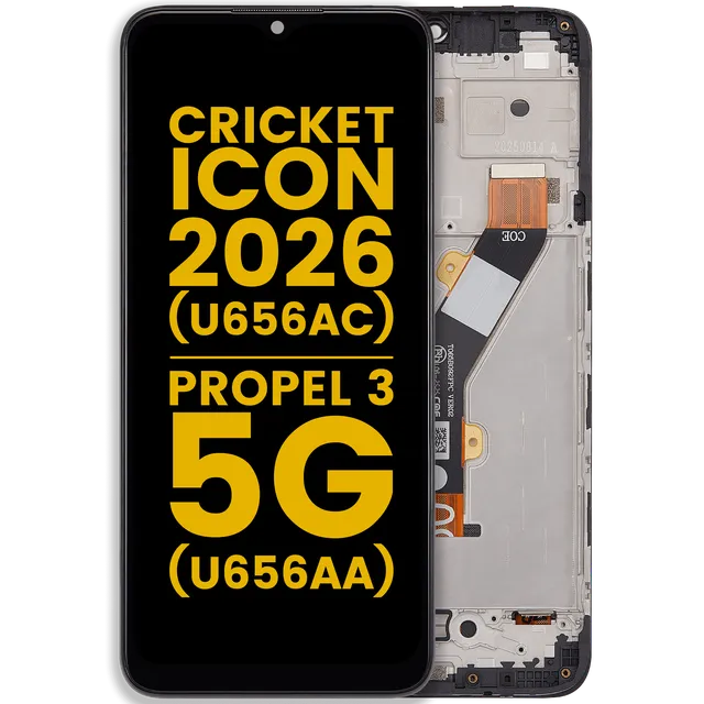 LCD displej s rámečkem pro Cricket lcon (2026) (U656AC) / AT&T Propel 3 5G (U656AA) (repasovaný) (všechny barvy)
