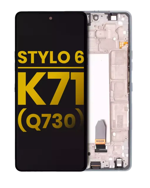 LCD displej s rámečkem pro LG Stylo 6 / K71 (repasovaný) (stříbrná)