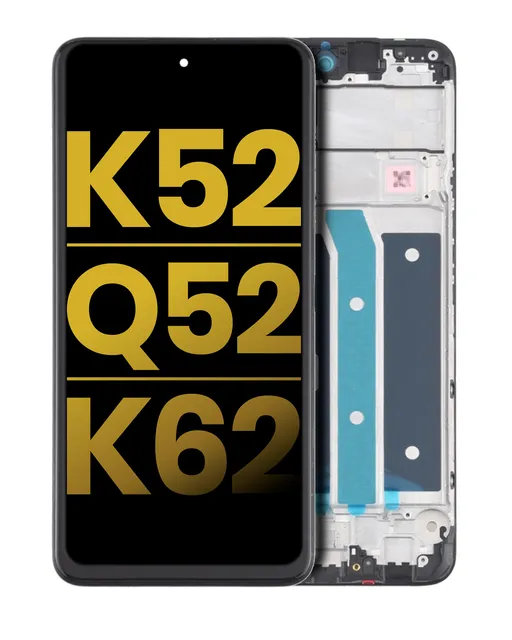 LCD displej s rámečkem pro LG K52 / Q52 / K62 (repasovaný) (černá)