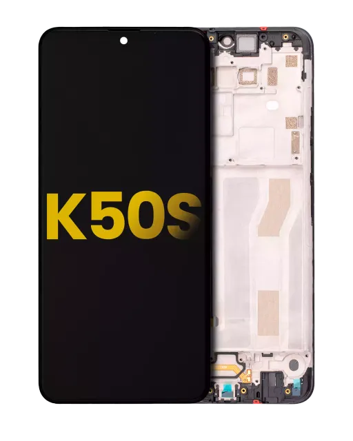 LCD displej s rámečkem pro LG K50s (repasovaný) (černá)