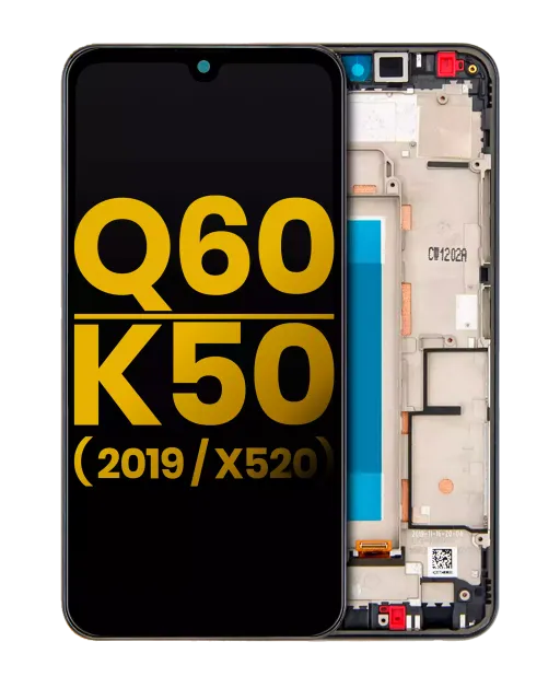 LCD displej s rámečkem pro LG Q60 (Single Card Version) / K50 (2019 / X520) (repasovaný) (Aurora Black)