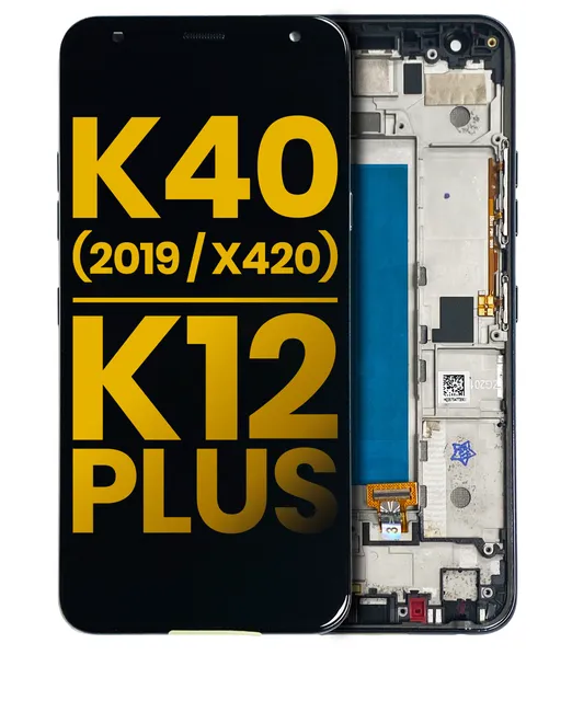 LCD displej s rámečkem pro LG K40 (2019 / X420) / K12 Plus (repasovaný) (černá)