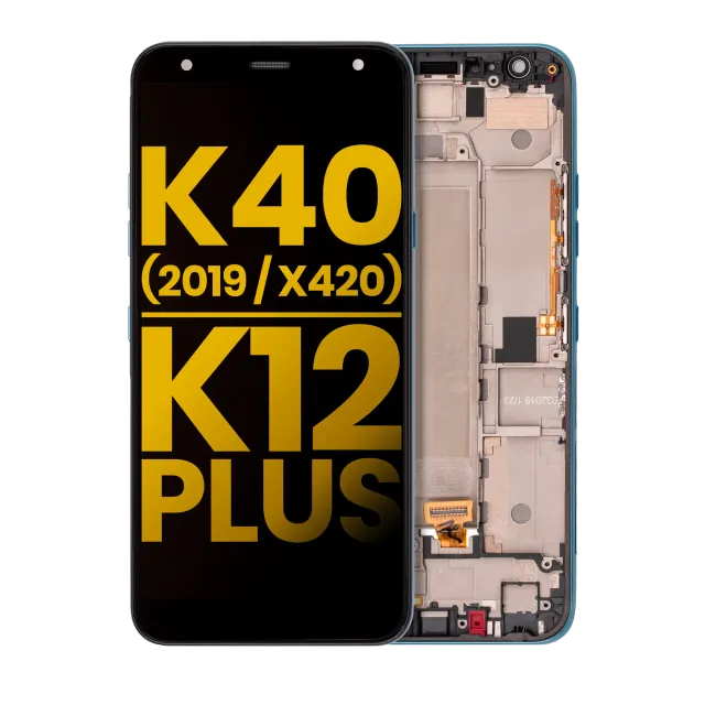 LCD displej s rámečkem pro LG K40 (2019 / X420) / K12 Plus (repasovaný) (modrá)