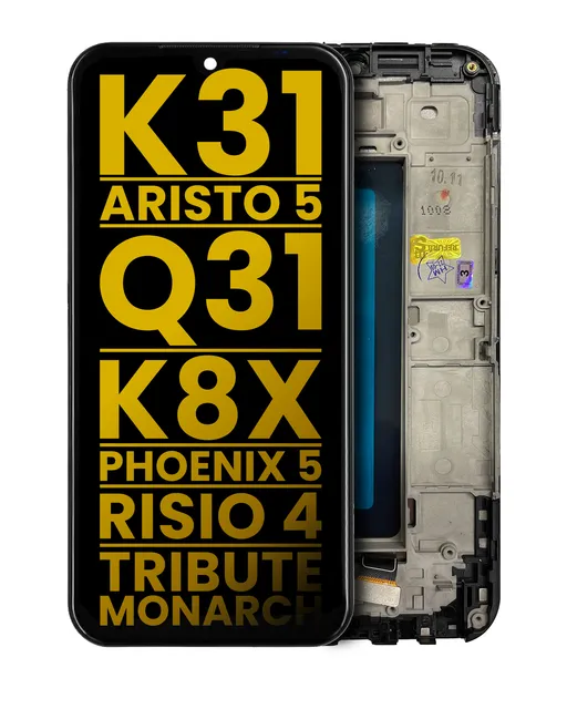 LCD displej s rámečkem pro LG K31 / Aristo 5 / Q31 / LG K8X / LG Phoenix 5 / LG Risio 4 / Tribute Monarch (repasovaný) (všechny barvy)