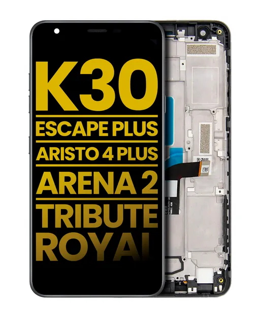 LCD displej s rámečkem pro LG K30 (2019) / Escape Plus / Aristo 4 Plus / Arena 2 / Tribute Royal (repasovaný) (všechny barvy)