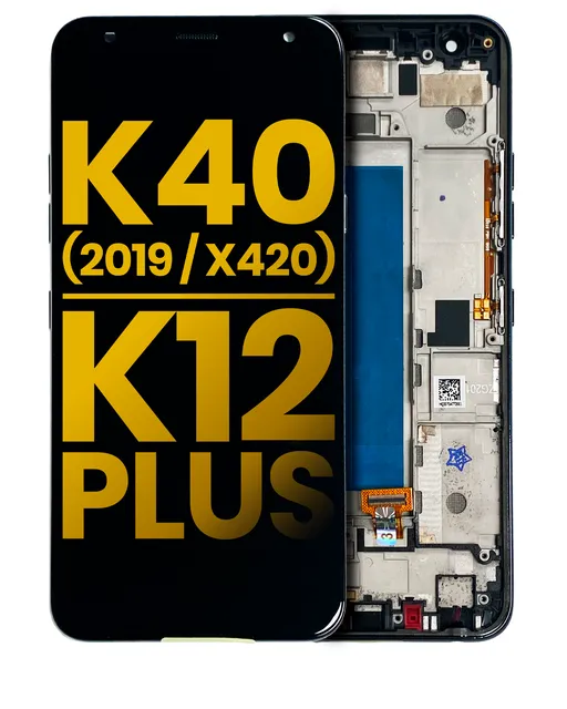 LCD displej s rámečkem pro LG K40 (2019 / X420) / K12 Plus (repasovaný) (šedá)