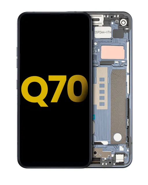 LCD displej s rámečkem pro LG Q70 (repasovaný) (Mirror Black)