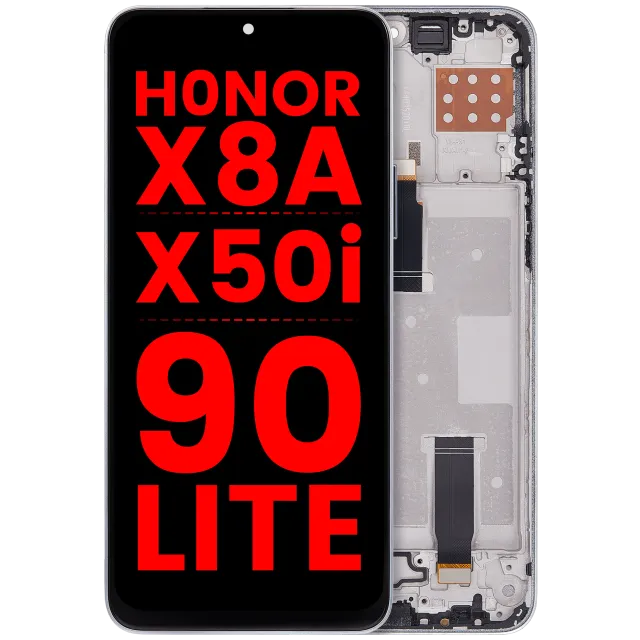 LCD displej s rámečkem pro Honor X8A / X50i / 90 Lite (Aftermarket Plus) (Titanium Silver)