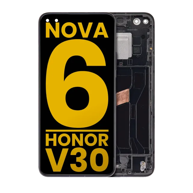LCD displej s rámečkem pro Huawei Nova 6 5G / Honor V30 (repasovaný) (černá)